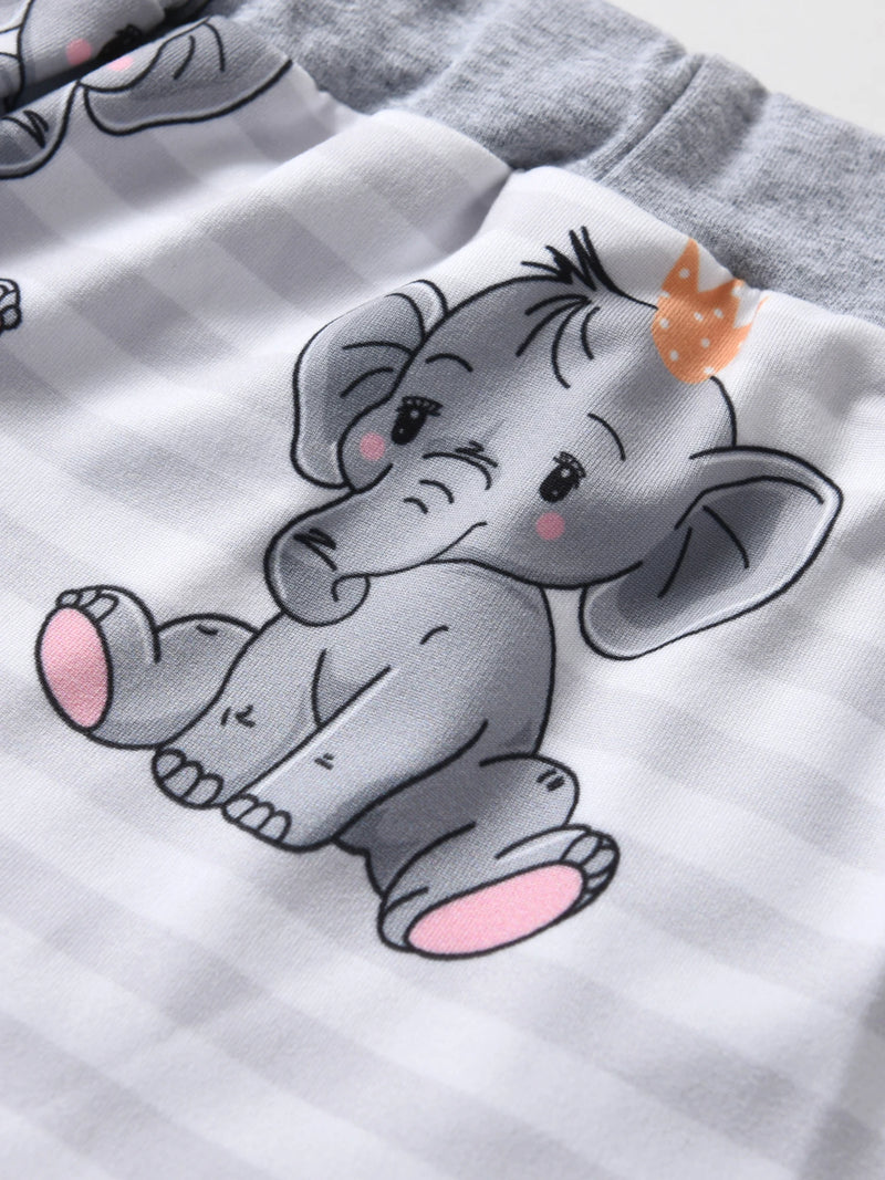 Newborn Baby Boy Baby Elephant Clothes Set Long Sleeve Romper Bodysuit Top and Pants with Hat Spring Autumn Cute Outfit for Boys