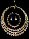 4-piece women's jewelry set with rhinestones, multi-layer collars, earrings, bracelets, wedding party accessories