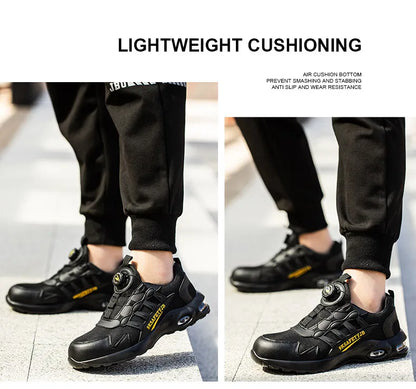 Men Rotating Button Safety Shoes Steel Toe Work Sneakers Indestructible Shoes Puncture-Proof Work Boots Air Cushion Safety Shoes