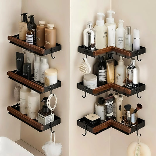 Walnut Bathroom Toilet Shelves Tripod No punching required Nordic style Pure solid wood, waterproof and moisture-proof