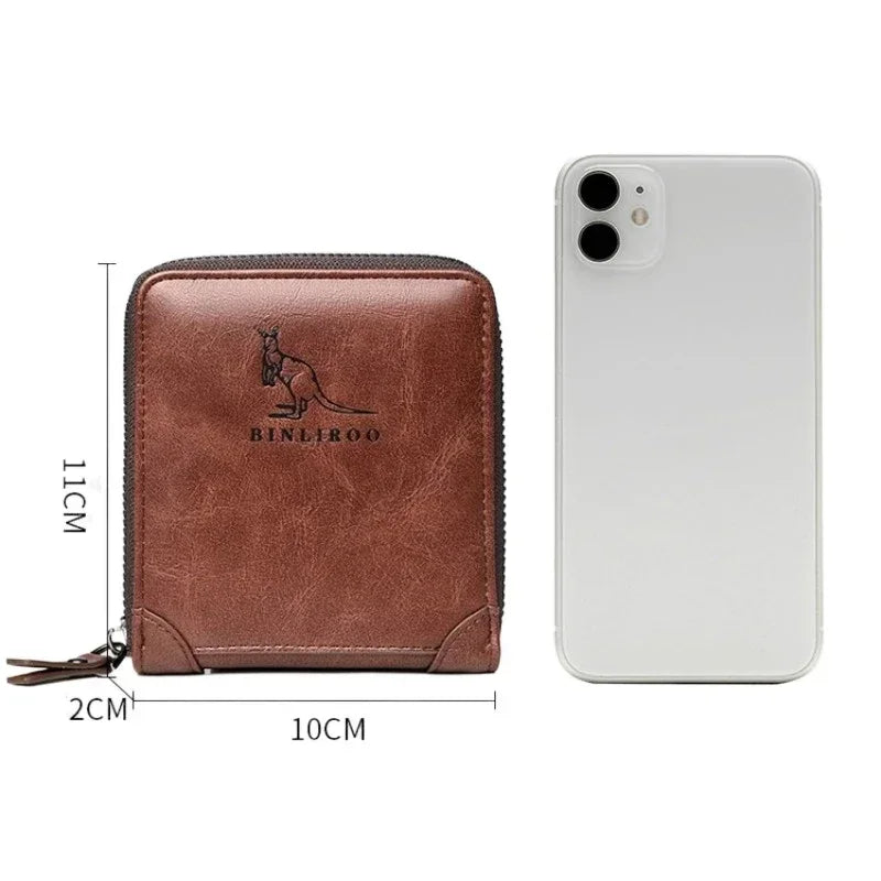 Genuine Leather Men's Wallet Luxury Short RFID Card Holder for Men Zipper Coin Purse Portable Male Wallets Billfold