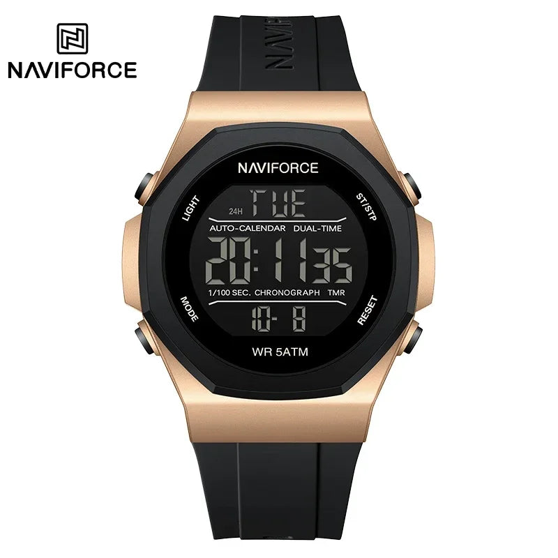 NAVIFORCE NF7117 Sports Watch for Men 5ATM Waterproof Multifunction Electronic Watch Men's LCD Digital Wristwatch
