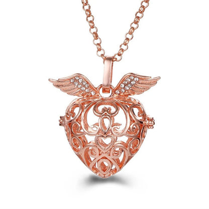 New Aroma Water Droplets Cage Lockets Necklace Heart Shaped Zircon Essential Oil Diffuser Set Combination Woman Pendant Jewelry