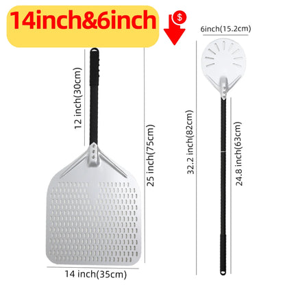 6&12 13 14  Inch Pizza Perforated Shovel Paddle Pizza Oven Turning Peel Hard  Anodized Pizza  Baking Kitchen Tool Spatula