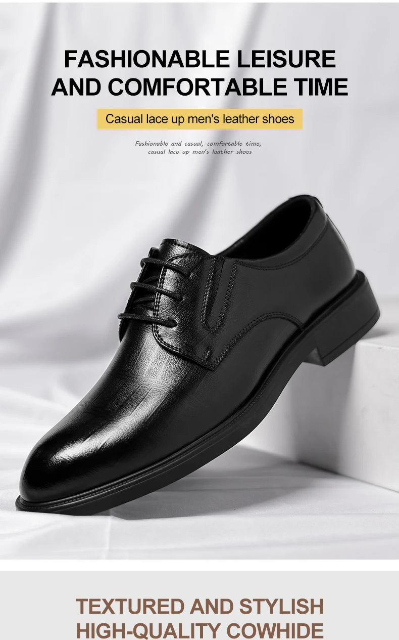 3/6/8 CM Elevator Shoes Men Dress Shoes Black Soft Leather Men Heightening Formal Shoes Casual Business Men Oxfords Suit Shoes