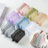 1pc Multifunctional Square Nylon Mesh Storage Bags Travel Portable Urltra-Light Mini Wash Bags Mini Zipper Coin Purse