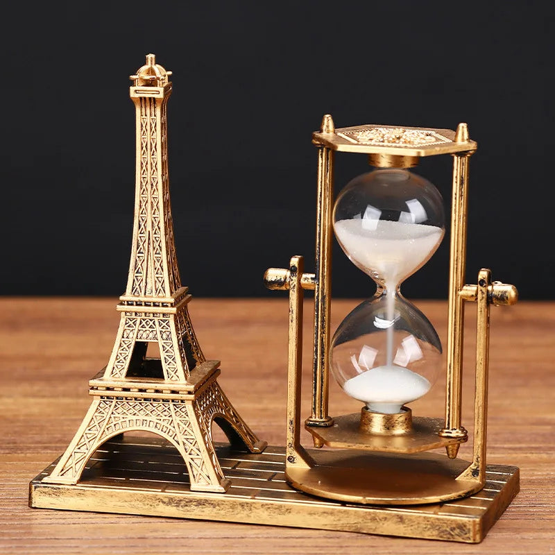Creative Retro Iron Tower Hourglass Office Desktop Decoration Ornament Furniture Placement and Decoration for Home Decorations
