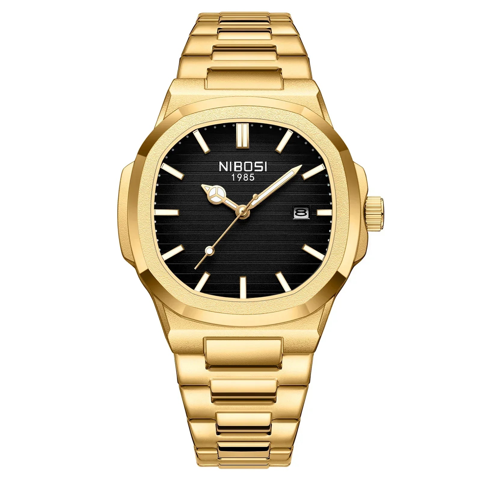 NIBOSI Brand Mens Watches Quartz Movement Watch Luxury Stainless Steel Calendar Waterproof Sport Simple Wristwatches for Man