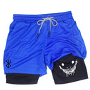Men's compression gym shorts, boxing printed sports pants, double layered, quick drying, basketball, beach, muscle, fitness