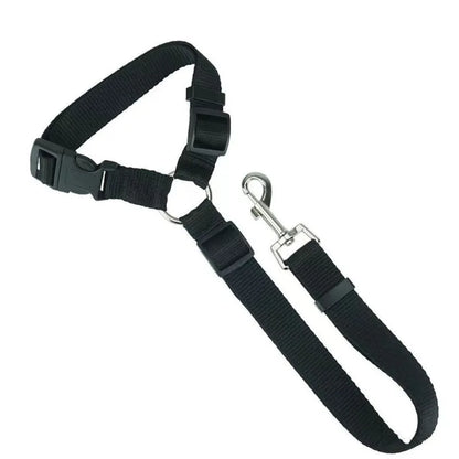 Cinturón de seguridad para mascotas dos en uno de color sólido, correa de nailon para el asiento trasero, arnés ajustable para perros, collar, accesorios para mascotas