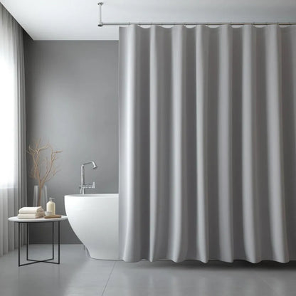 Cortina de ducha de tela sólida resistente, impermeable, para baño, tamaño largo, 230/200 cm, color negro, blanco, gris, marrón y azul.