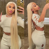 Blonde 613 13x6 Lace Frontal Wigs HD 613 Lace Front Human Hair Wigs For Women 40 Inch Long Straight Human Hair Wigs Can Be Dyed