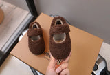 Children Fur Shoes 2025 Winter Kids Warm Plush Shoes For Girl Flat Loafers Moccasins Girls Casual Shoes Khaki, Beige