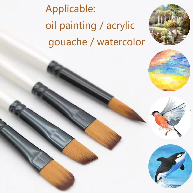 6pcs/set Artist Paint Brushes Two-tone Nylon Tips Artist Paint Brush For Acrylic Oil Watercolor Acrylic Paint Body Face Rock Art