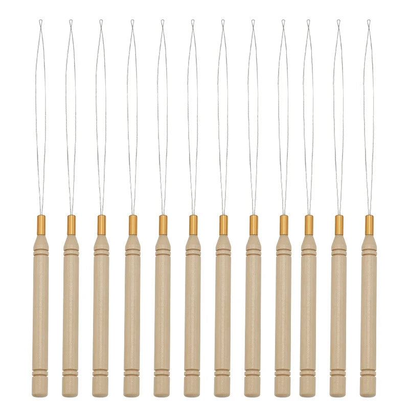 5 pçs ferramentas de extensões de cabelo laço agulha puxando gancho ferramenta agulha threader loop ferramenta para silicone microlink contas micro anel