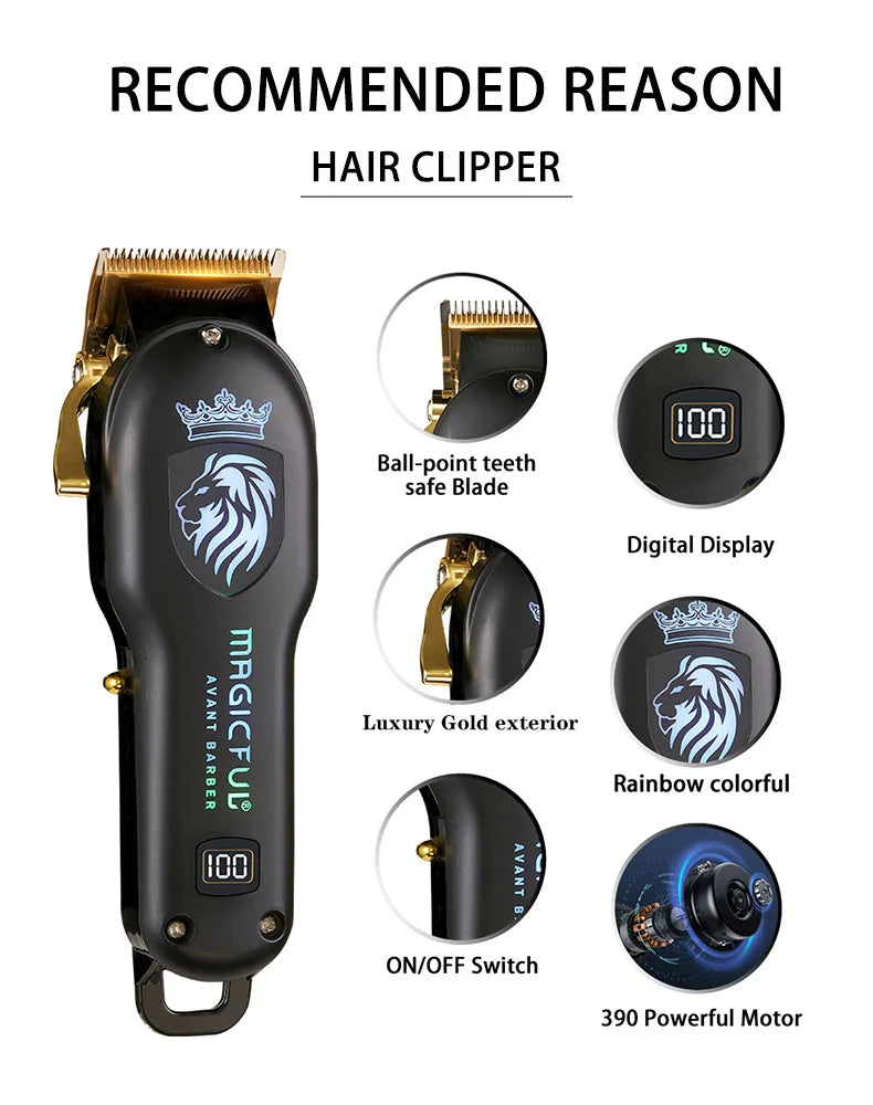 MAGICFUL New Professional Hair Clipper Rechargeable Electric Trimmer For Men Beard Kids Barber Cutting Machine Haircut Machine