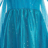 Vestido da Elsa para Halloween – Fantasia de Princesa e Capa Longa para Meninas (Roupa de Carnaval / Rainha da Neve)
