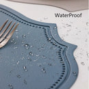 1/4/6PCS Shaped PU Placemat Set Faux Leather Kitchen Dining Table Pad Luxury Black Pink Green Place Mat Tableware Cafe Pad 식탁매트