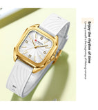 Relógio feminino quadrado minimalista pulseira pulseira de silicone casual