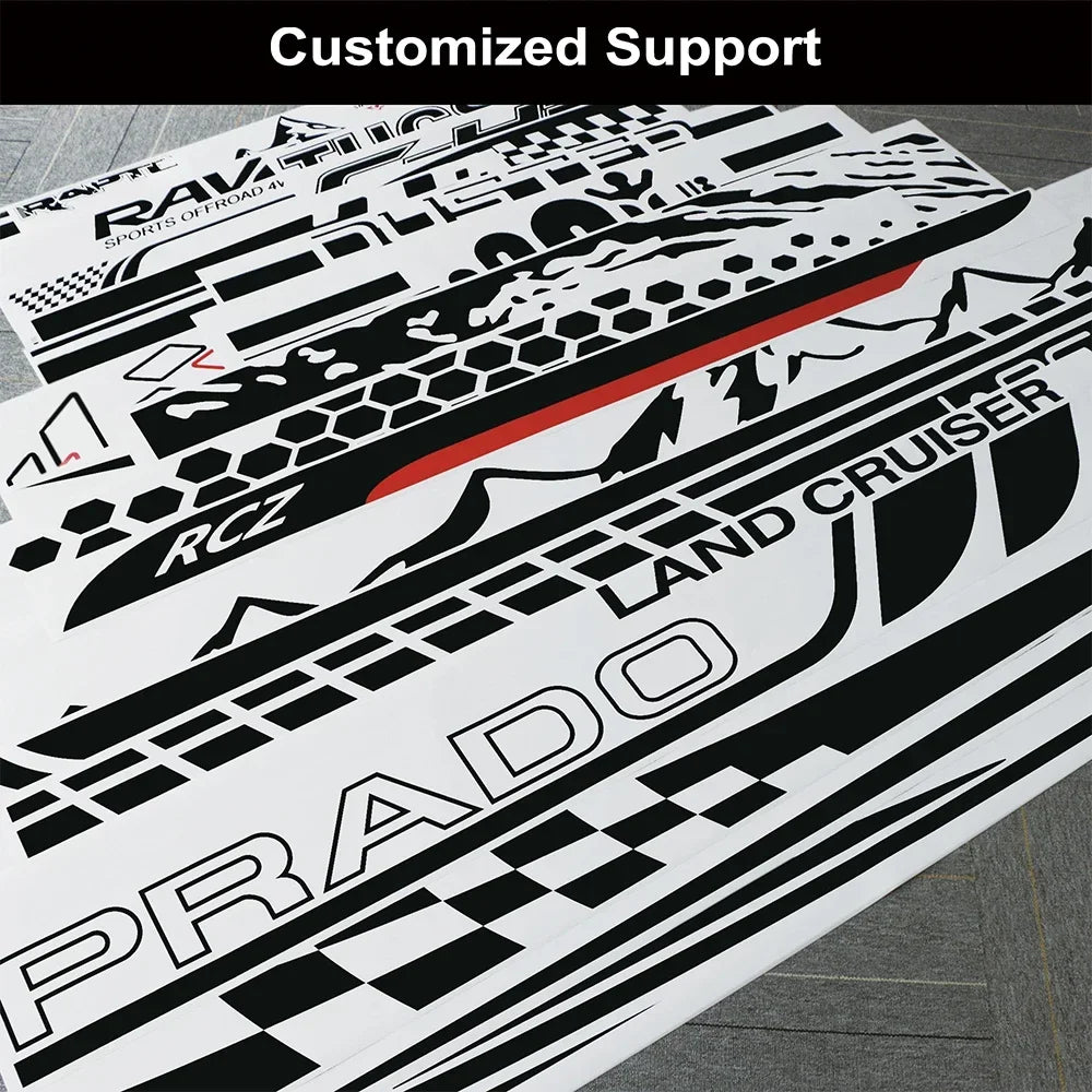 2pcs Car Long Side Stripes Stickers DIY Auto Vinyl Film Decals For FIAT Punto DIY Automobiles Decoration Car Tuning Accessories