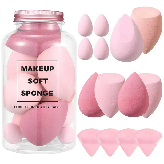 Esponjas de maquillaje, licuadora, huevo de belleza con botella de almacenamiento, esponjas para base de maquillaje, borlas para polvos, accesorios de maquillaje, 12 o 14 unidades