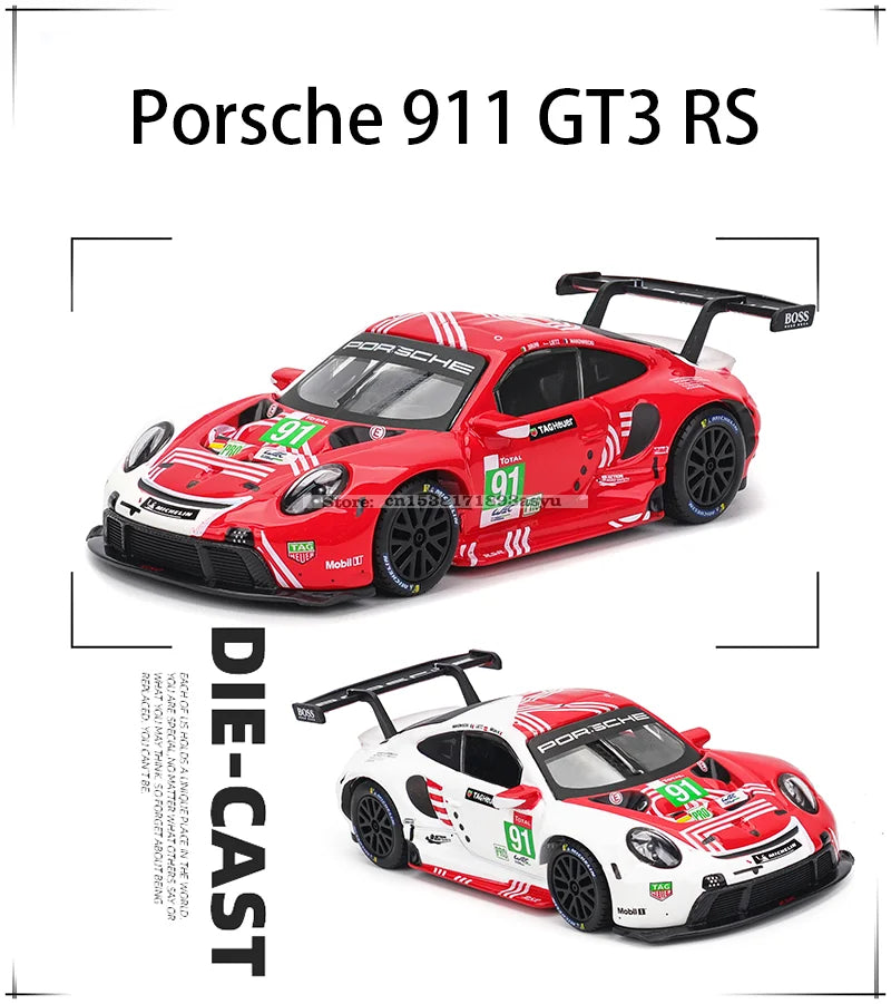 Bburago 1:43 Toyota GR Yaris Porsche Lamborghini SC63 Alloy Luxury Vehicle Diecast Pull Back Cars Model Toy Collection Gift