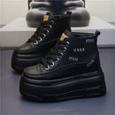 High Top Fashion Sneakers White Chunky Platform Wedge Shoes 12cm 14cm Height Increased Woman Sports Casual Shoe Tennis Female