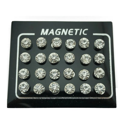 Pendientes magnéticos de clip sin perforar para mujeres y hombres, de cristal redondo, para hacer joyas punk, accesorios hechos a mano, 24 piezas por juego. 