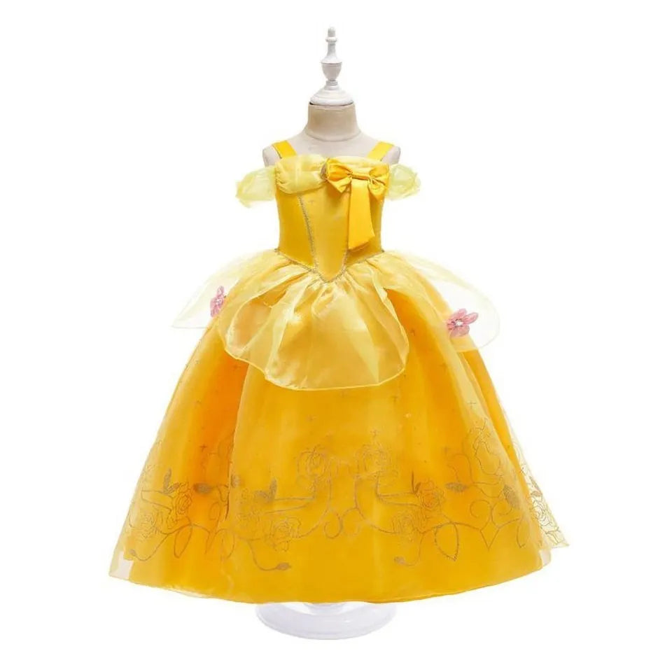 Girls Belle Dress Children Christmas Elegant Princess Costume Baby Summer Halloween Disguise Cosplay Party Fantasy 3-10 Years