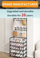 Zapatero de múltiples capas para el hogar, perchero integrado para abrigos y sombreros, puerta para zapatos, estante multifuncional simple