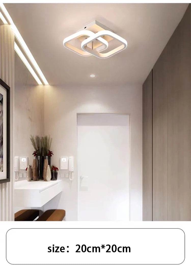 Modern LED Ceiling Light 2 Rings Creative Design Ceiling Lamp Indoor Lighting Fixtures Hallway Balcony Aisle Office Light