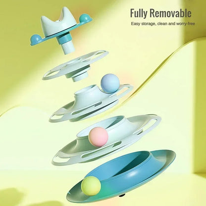 3/4 Levels Cats Toy Tower Tracks Cat Toys Interactive Cat Intelligence Training Amusement Plate Tower Pet Products Cat Tunnel