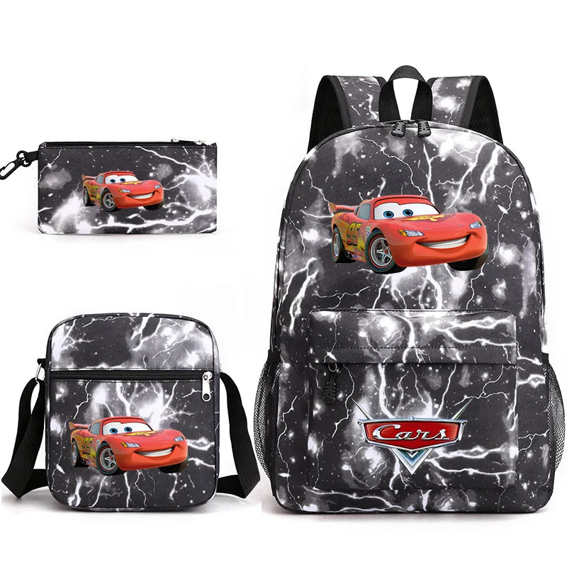 3pcs Disney Pixar Cars Lightning McQueen Students Backpacks Schoolbags Pencil Case Shoulder Bags Boys Girls School Bags Sets