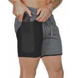 Pantalones cortos deportivos de verano 2 en 1 para hombre, con bolsillo incorporado, de secado rápido, para gimnasio, playa, correr, de dos pisos, de malla 