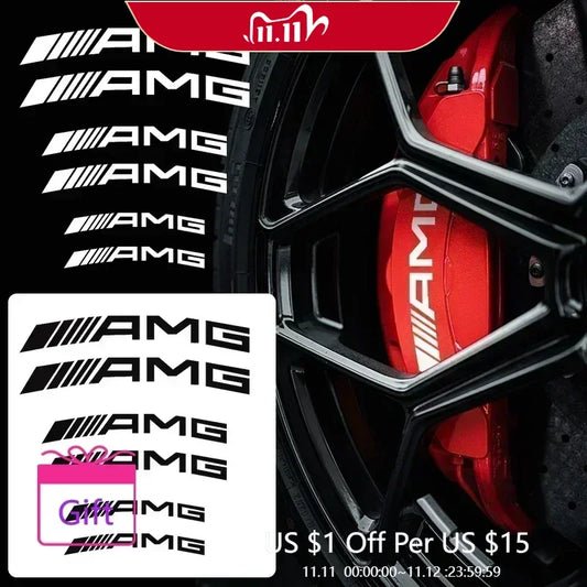 1set Car Goods Brake Caliper Badge Sticker Decoration Sticker Decal For Mercedes Benz B/C/E/S Class A Class C200L GLC GLK CLA