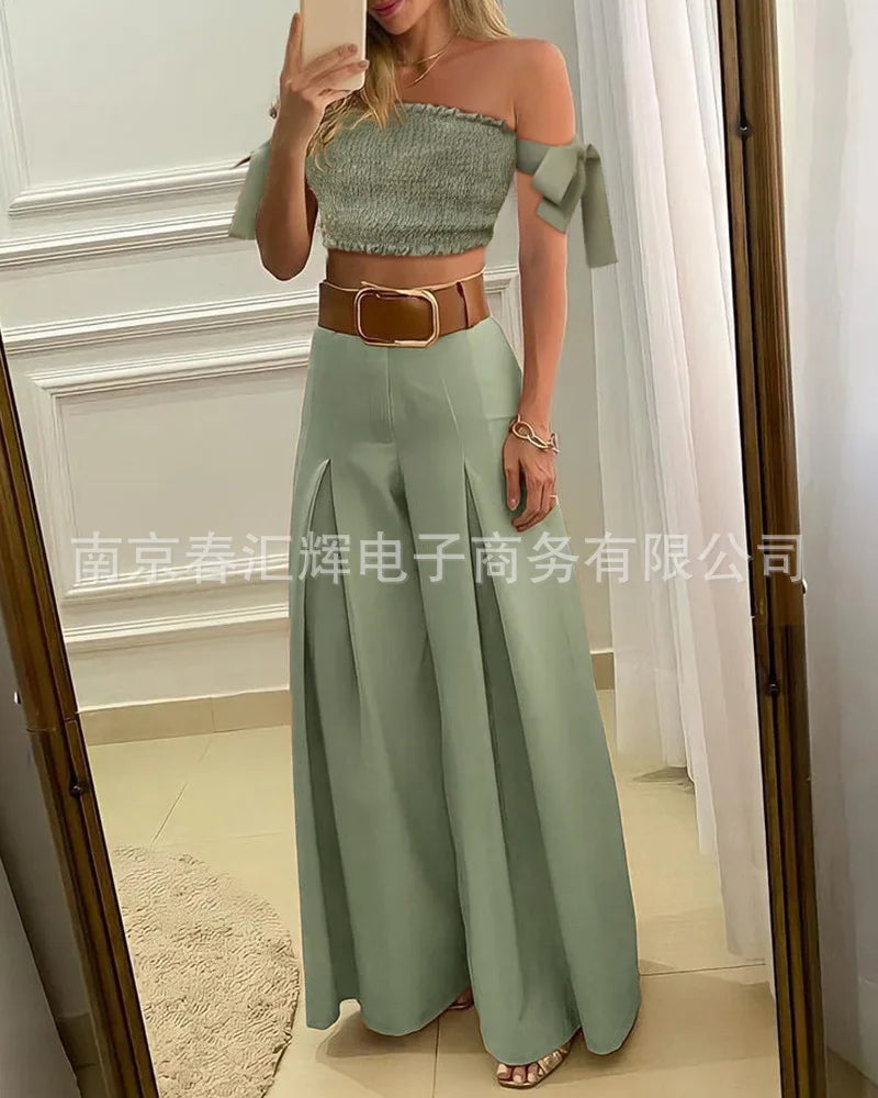 Women's New Casual Solid Color High Waist Wide Leg Pants Temperament Commuting Female Clothing Fashion Loose Trousers