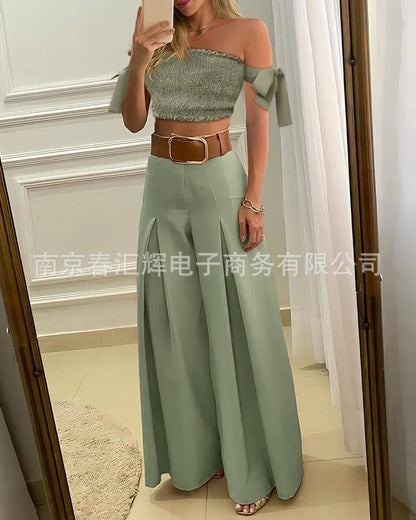 Women's New Casual Solid Color High Waist Wide Leg Pants Temperament Commuting Female Clothing Fashion Loose Trousers