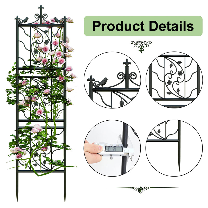 Metal Garden Trellis Tall Plant Climbing Fence for Vegetables Grapes and Flowers