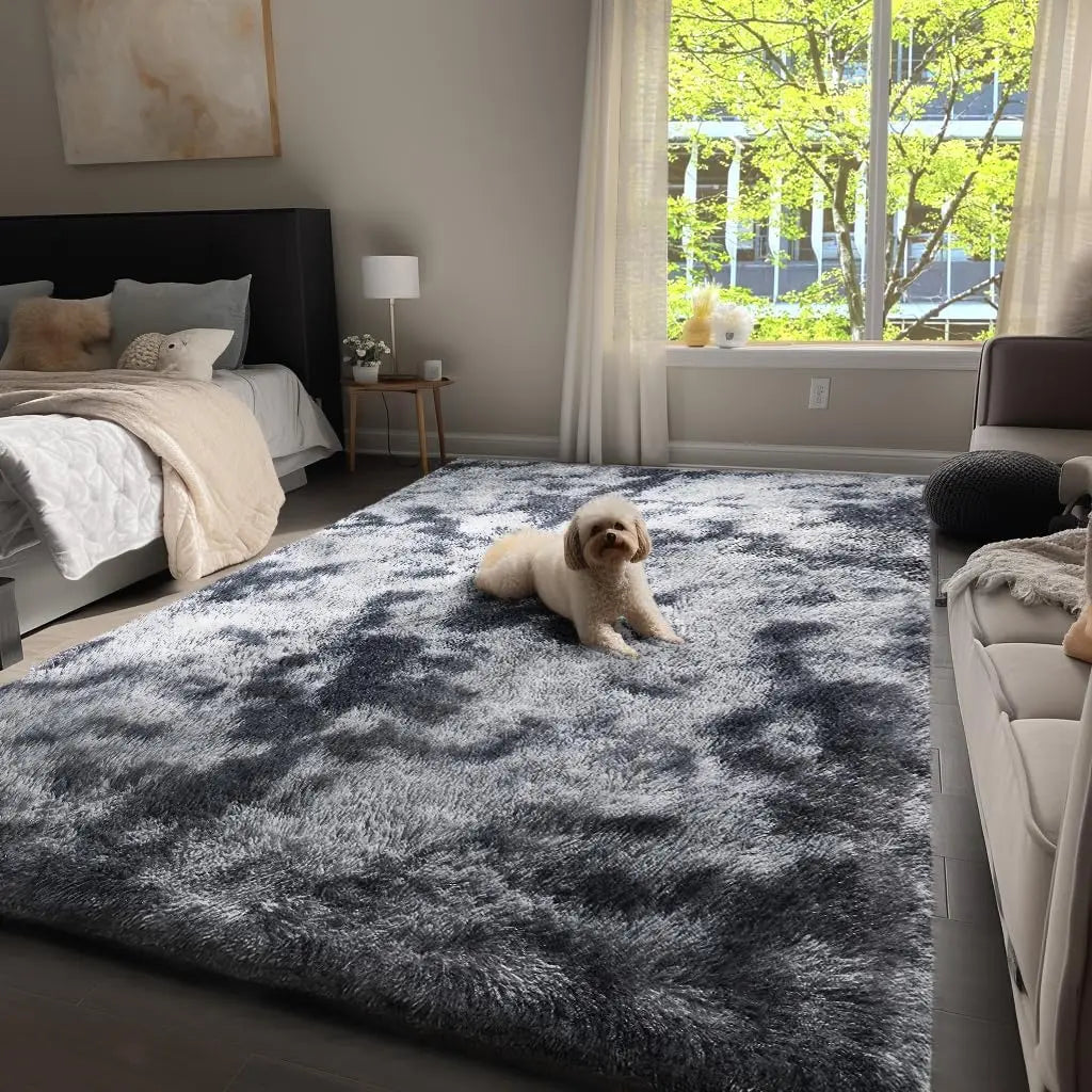 Soft Area Rugs for Living Room Non-Slip Thick Plush Carpets for Winter Anti-Slip Fluffy Artificial Velvet Rugs Soft Gray Carpets