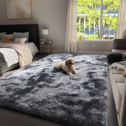 Soft Area Rugs for Living Room Non-Slip Thick Plush Carpets for Winter Anti-Slip Fluffy Artificial Velvet Rugs Soft Gray Carpets