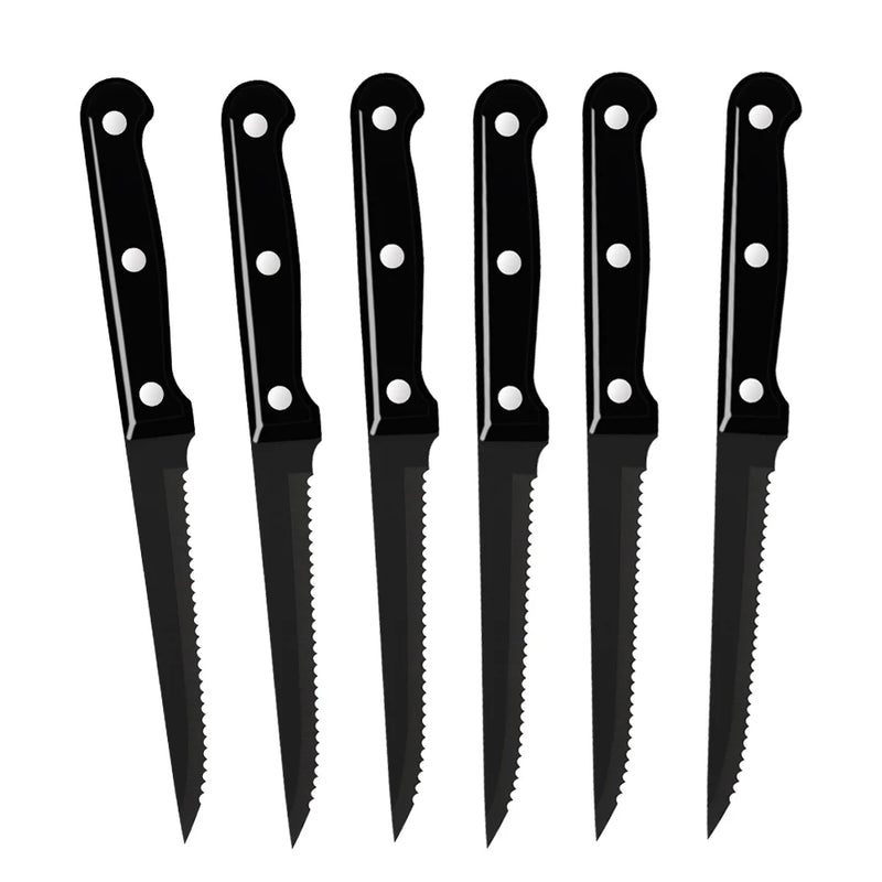 30pcs Black Dinnerware Set Stainless Steel Steak Knife Fork Coffee Spoon Teaspoon Flatware Dishwasher Safe Kitchen Tableware Set