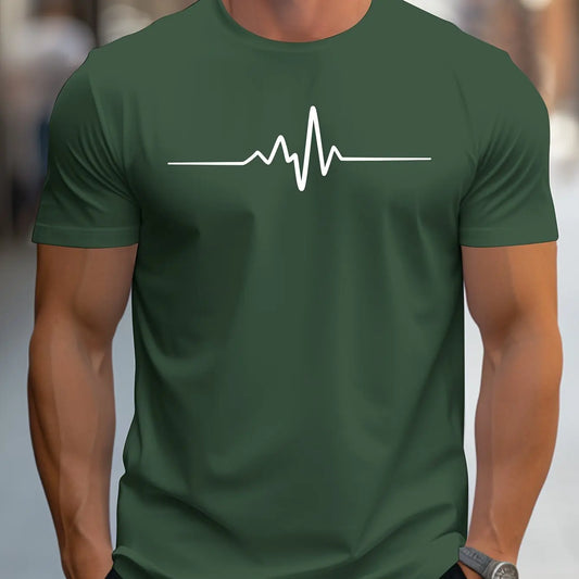Camiseta deportiva informal de verano para hombre, 100 % algodón, holgada, con estampado gráfico creativo, corte entallado, cuello redondo y manga corta