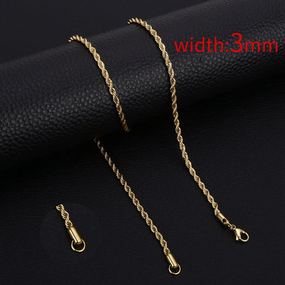 Collar HIYEE de cadena clásica de cuerda para hombre, ancho de 2/3/4/5 mm, cadena cubana tipo fígaro de acero inoxidable, joyería para hombre y mujer.