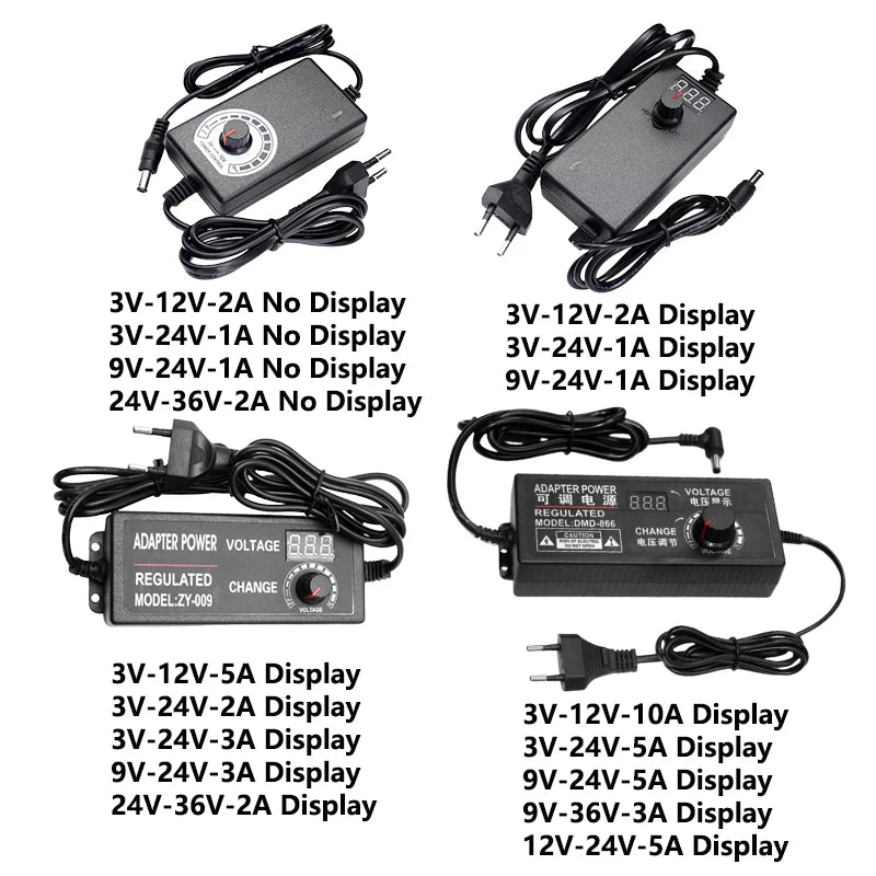 Power Supply Adjustable 3V 5V 9V 12V 24V 36V Power Adapter Transformer AC 220V 110V TO DC 3V 12V 24V For LED Strip Light