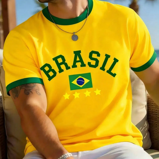 2026 New Brazil Print T-shirt For Men Women Brazilian Flag Tops Summer Casual Football Jersey Breathable Quick-Drying Sports Tee