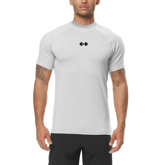 Compression Quick-Dry Breathable T-Shirt Men's Sport Short Shirt Gym Fitness Bodybuilding Workout Top Fashion Turtleneck Clothing