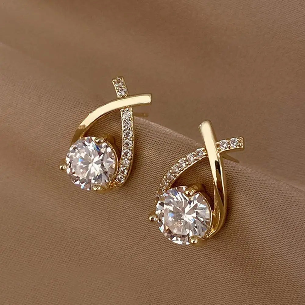 Elegant Cross Earrings for Women, Crystal Rings, Fishtail Jewelry, Lady's Gifts, Korean Style, Fashion