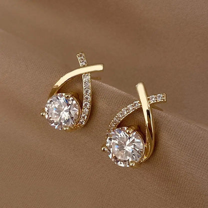 Elegantes pendientes de cruz para mujer, anillos de cristal, joyas de cola de pez, regalos para dama, estilo coreano, moda. 