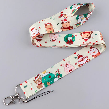 Christmas Lanyard Santa Claus Neck Strap for Key ID Card Cellphone Straps Badge Holder DIY Hanging Rope Neckband Accessories