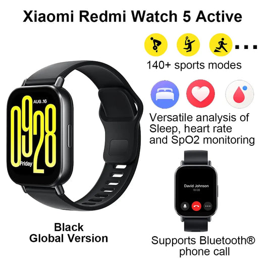 Xiaomi Redmi Watch 5 Active Smart Watch, Bluetooth Phone Call, 2" LCD Display, Blood Oxygen Heart Rate Monitoring Smartwatch